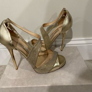 Gold Jimmy Choo evening sandal